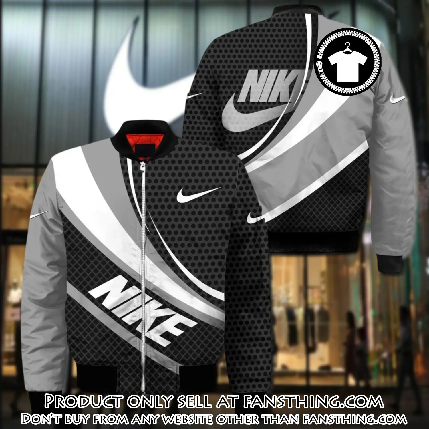 Nike white grey bomber jacket clothing outfit for men women fst5008460